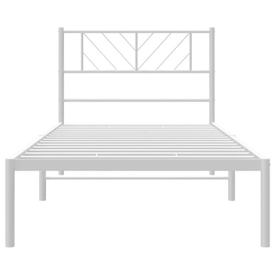 Metallinen sängynrunko päädyllä valkoinen 80x200 cm