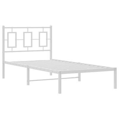 Metallinen sängynrunko päädyllä valkoinen 90x200 cm