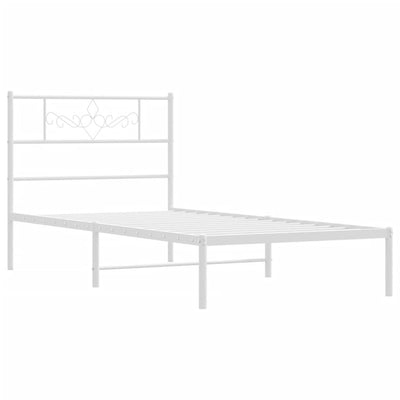 Metallinen sängynrunko päädyllä valkoinen 90x200 cm