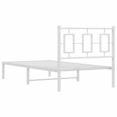 Metallinen sängynrunko päädyllä valkoinen 90x200 cm