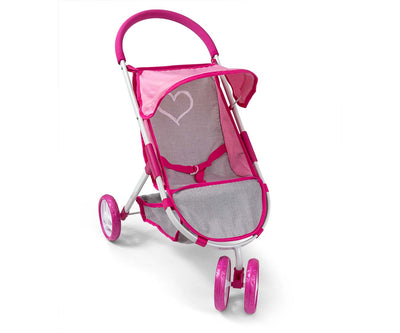 Milly Mally nukkekärry, malli Susie Prestige.harmaa-punainen, moderni ja tyylikäs design.