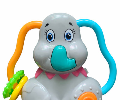 Milly Mally Musical Rattle -musiikkilelu, jossa on elefanttikuvio.