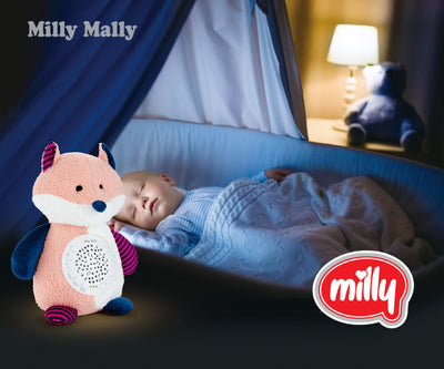 Milly Mally pehmoleluheijastin lelu kuvassa on oranssi kettu pehmoleluna.