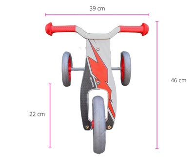Milly Mally 2-in-1 Look Racing -rattaiden ja potkupyörän yhdistelmä, musta ja punainen.