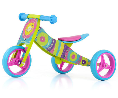 Milly Mally Ride-On 2in1 Jake -rainbow, lasten tasapainopyörä ja potkupyörä, monivärinen.