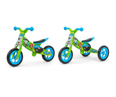 Milly Mally Ride-On 2in1 -leikkiauto, jossa on kääntyvät pyörät ja ergonominen muotoilu. Väri: sininen.