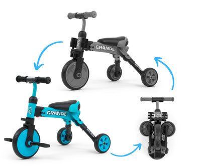 Milly Mally Ride-On Bike 2-in-1 Grande -sininen. Lasten polkupyörä, joka muuntuu potkupyöräksi.