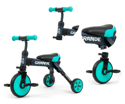 Milly Mally Ride-On Bike 2-in-1 Grande -minttuvärinen lasten ajoneuvo.