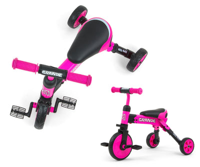 Milly Mally Ride On Bike 2in1 Grande -pinkki leikkiauto.