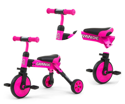 Milly Mally Ride-On Bike 2in1 Grande -pinkki lasten polkupyörä.