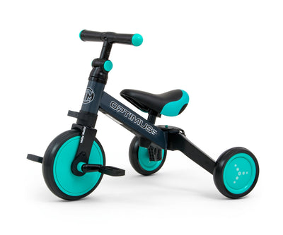 Milly Mally Ride-On Bike 3in1 Optimus -minttuvärinen lasten ajoneuvo.