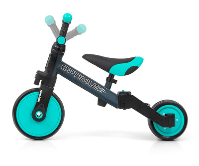 Milly Mally Ride-On Bike 3in1 Optimus -minttuvärinen lasten pyörä.
