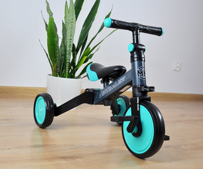 Milly Mally 3-in-1 Optimus -minttuvärinen potkupyörä.