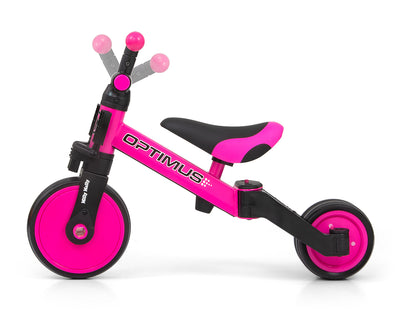 Milly Mally Ride On Bike 3in1 Optimus -pinkki kolmipyöräinen lapsille.