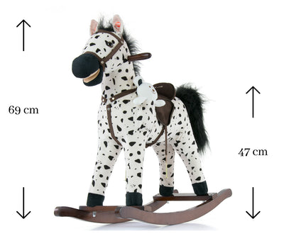 Puinen Keinulelu Hevonen Mustang, Musta Pilkku