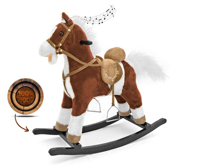 Keinuhevonen puusta, tummanruskea Mustang-malli