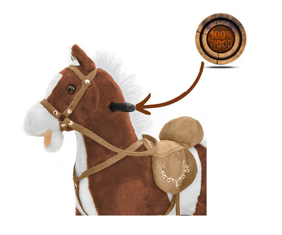 Keinuhevonen puusta, tummanruskea Mustang-malli