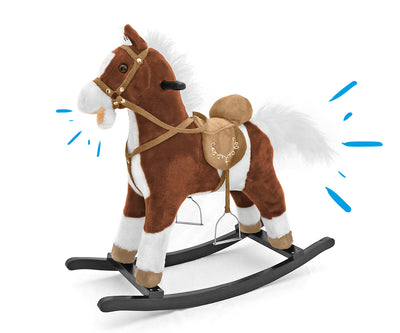 Keinuhevonen puusta, tummanruskea Mustang-malli