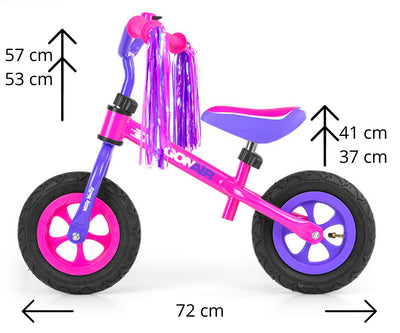Milly Mally kävelykärry, pinkki lohikäärmeaiheinen, ilmassa.