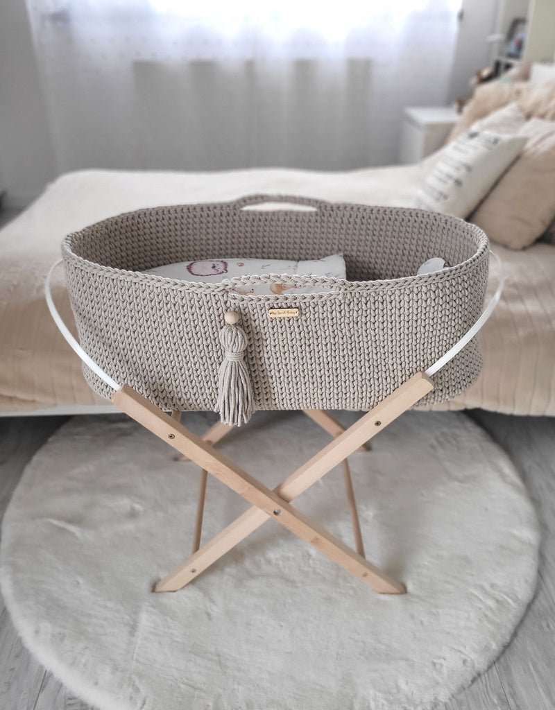 Moseskori Jalustalla - Puuvilla - Light Beige