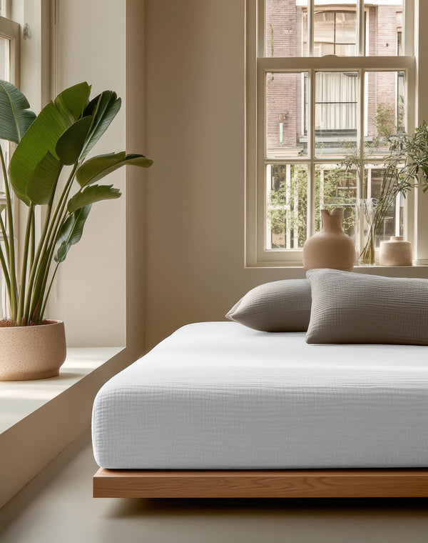 Valkoinen Mousseline Joustolakana 90x200 cm