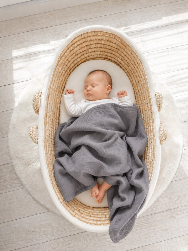 My Sweet Baby - Musliiniviltti lapsille tupsuilla - antrasiitti