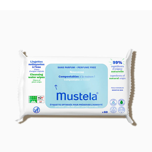 Mustela Baby-Child Unscented Water-Based Wipes Compostable At Home 60 Units | Vuodevaatteet.fi