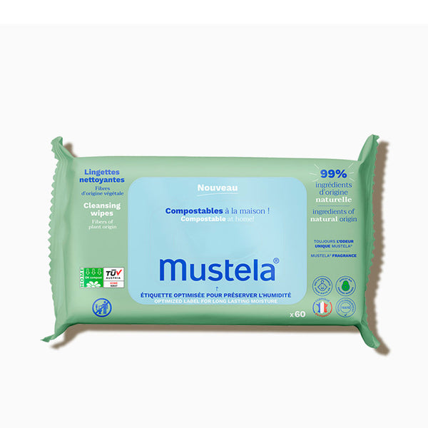 Mustela Bio Compostable Cleaning Wipes 60 Units | Vuodevaatteet.fi