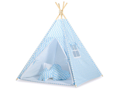 Leikkiteltta + Pehmuste - Chevron Blue