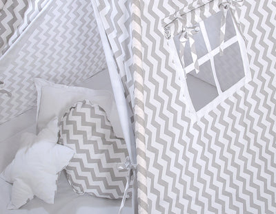 Leikkiteltta + Pehmuste - Chevron Grey
