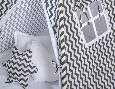 Leikkiteltta + Pehmuste - Chevron Black