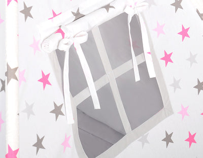 Leikkiteltta + Pehmuste - Pink Stars/Grey