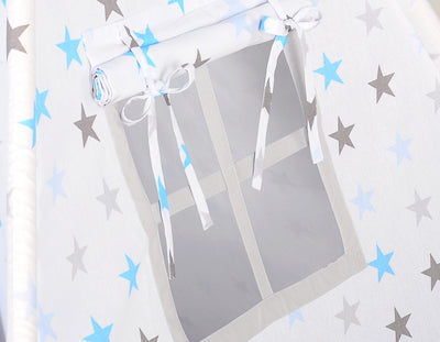 Leikkiteltta + Pehmuste - Blau Stars/Grey