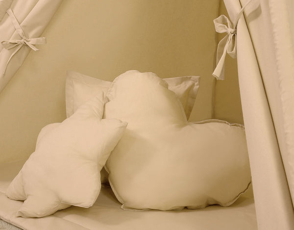 Baby Products - Lasten tiipii-teltta + leikkimatto + tyynyt + koristehöyhenet - beige
