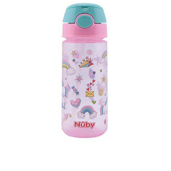 Nûby Muki napilla ja pehmeällä pillillä 3 vuotta+ #pink 540 ml 1 kpl | Vuodevaatteet.fi
