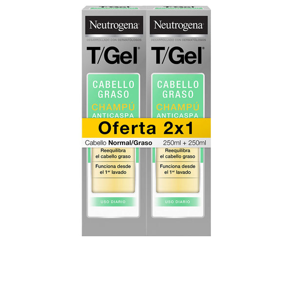 Neutrogena T/gel normal-oily anti-dandruff shampoo pakkaus 2 x 250 ml | Vuodevaatteet.fi