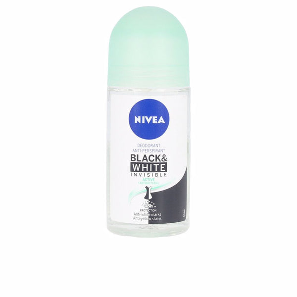 Nivea Men black & white active deo roll-on 50 ml | Vuodevaatteet.fi