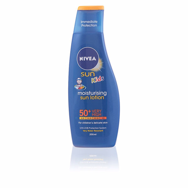 Nivea Sun niños kosteuttava vedenkestävä aurinkosuoja spf50+ 200 ml | Vuodevaatteet.fi