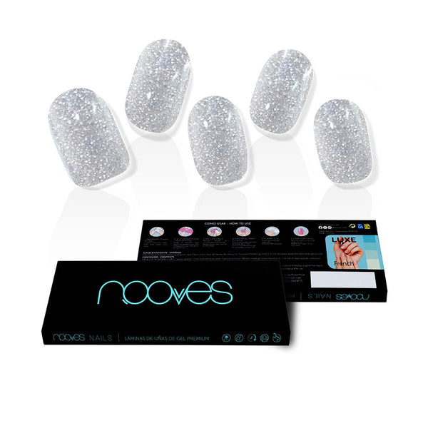 Nooves Dazzling diva premium glam #glitter gray gel nail sheets 20 kpl | Vuodevaatteet.fi