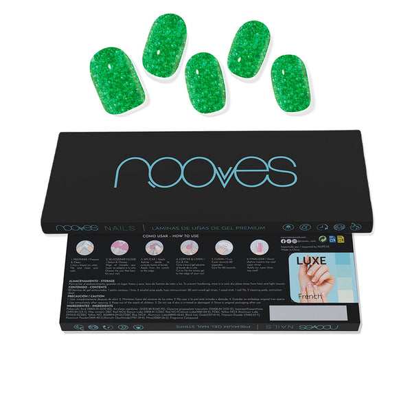 Nooves Gel nail sheets jade glitter glam #glitter green 20 kpl | Vuodevaatteet.fi