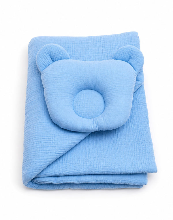 My Sweet Baby - Teddy Muslin peitto ja tyyny - 2 osan setti - sininen