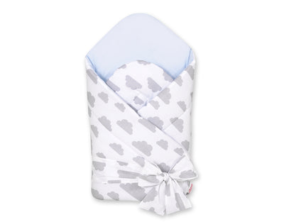 Baby nest 2in1 with stiffening with bow - clouds gray/blue