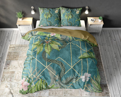 Vihreä mikroperkaali / puuvilla pussilakanasetti Palm Wood