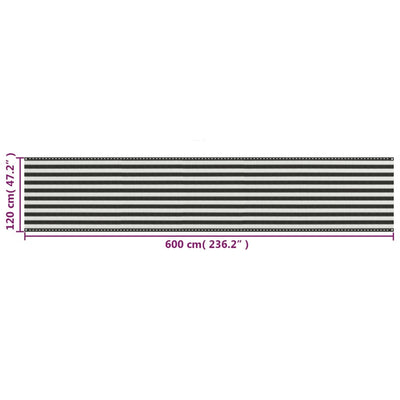 Parvekkeen suoja HDPE 120x600 cm antrasiitti ja valkoinen