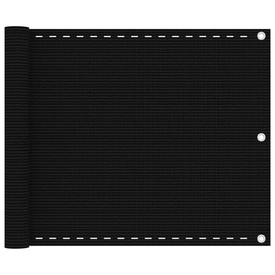Parvekkeen suoja musta 75x500 cm HDPE
