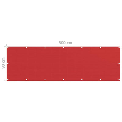 Parvekkeen suoja punainen 90x300 cm HDPE