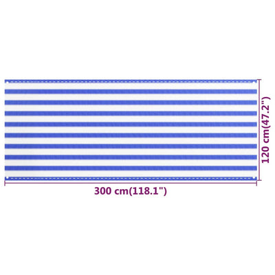 Parvekkeen suoja sininen ja valkoinen 120x300 cm HDPE
