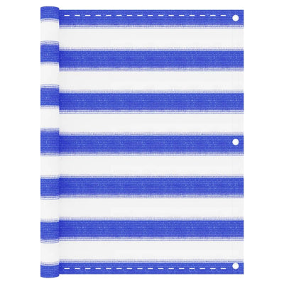 Parvekkeen suoja sininen ja valkoinen 75x500 cm HDPE
