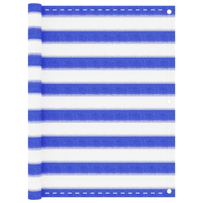 Parvekkeen suoja sininen ja valkoinen 90x300 cm HDPE