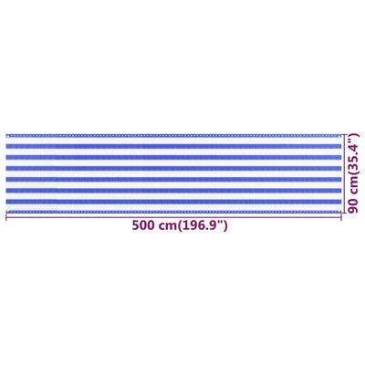 Parvekkeen suoja sininen ja valkoinen 90x500 cm HDPE
